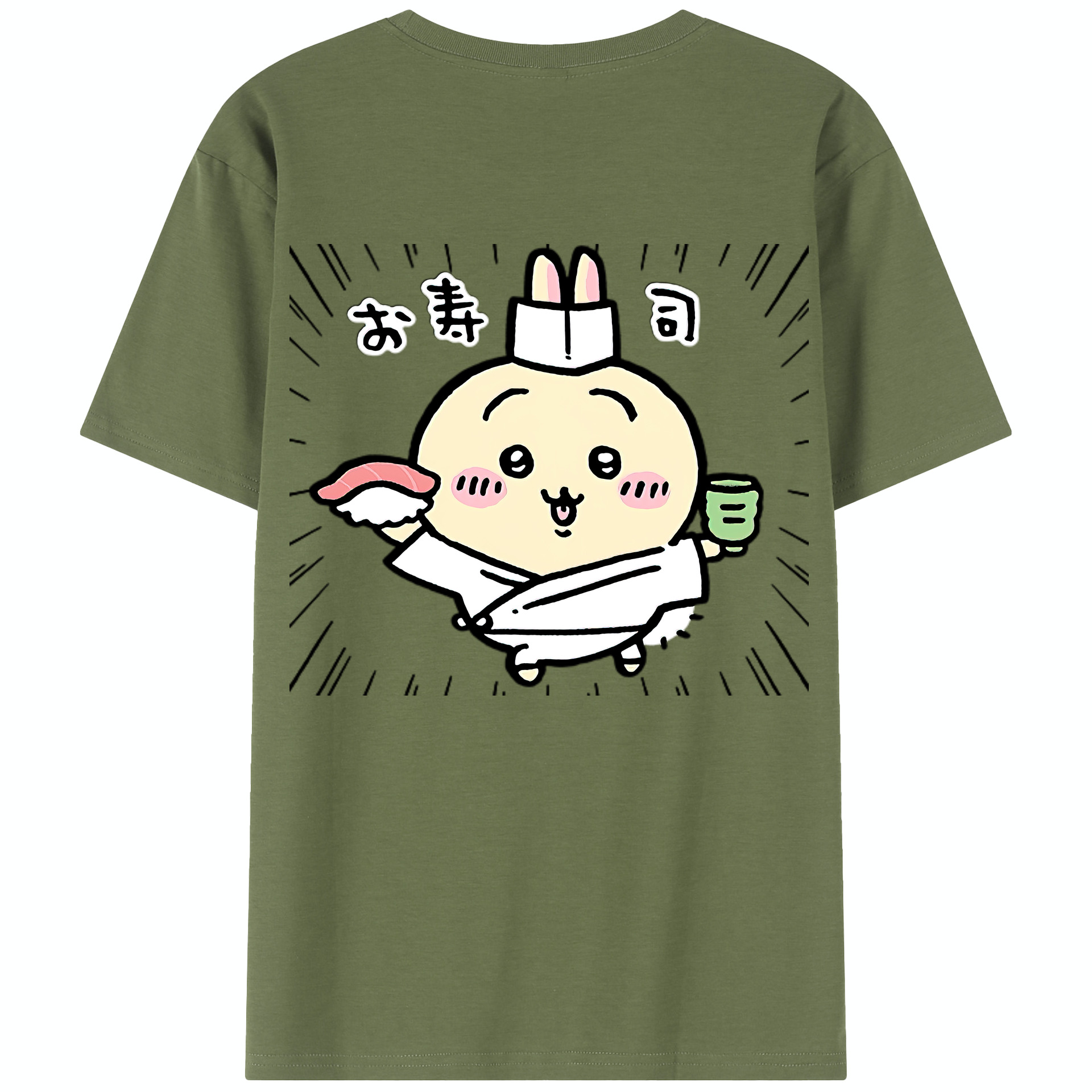 （画像用） ちいかわ うさぎ Chii-kawa usagi 綿100％半袖Tシャツ（背面プリント）